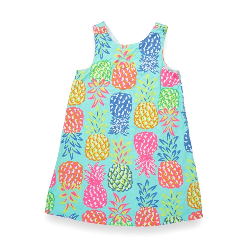 Tommy Bahama Girls Size 5 Pineapple Shift Dress Bright Multi Cotton Lined